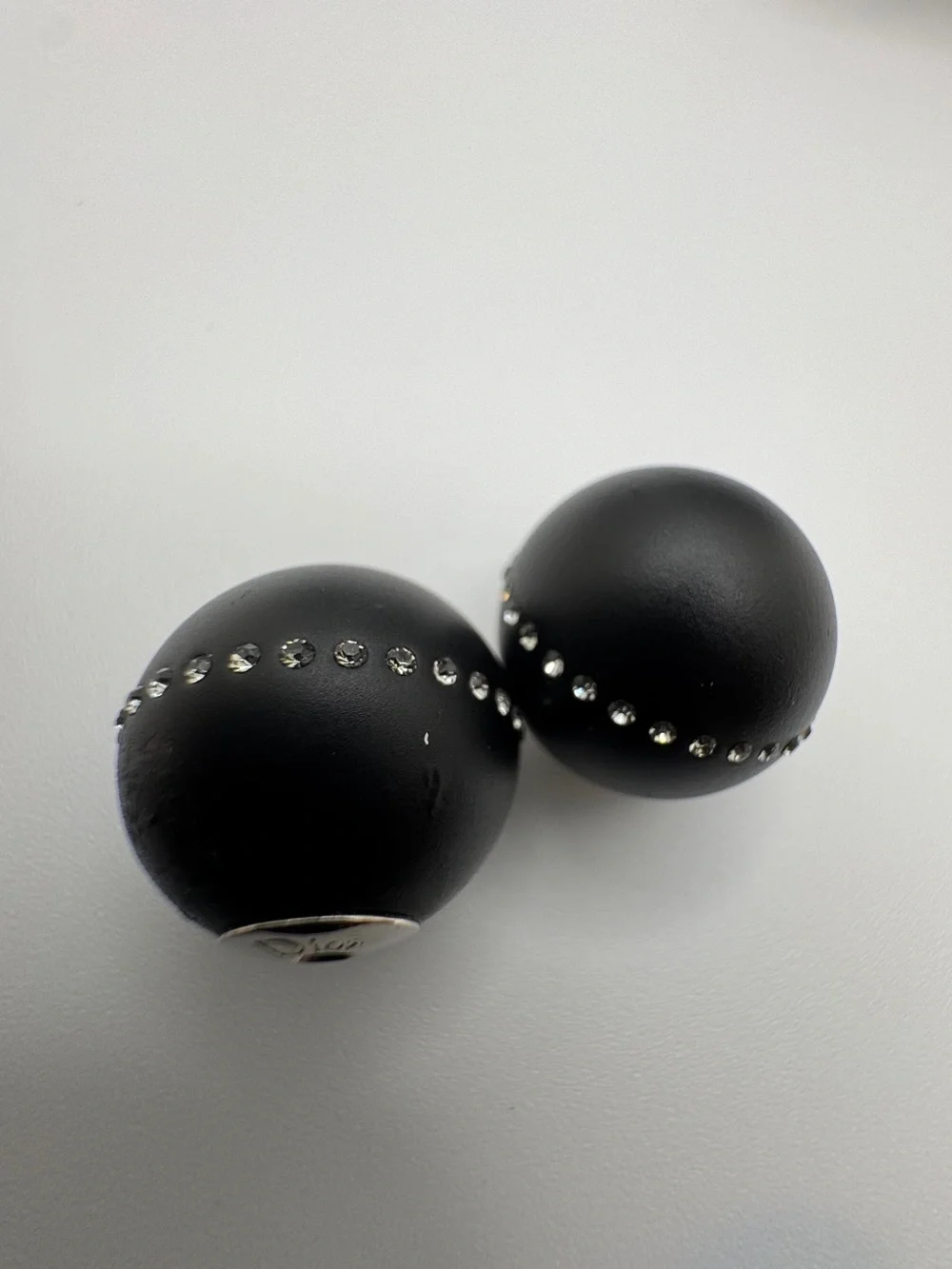 Dior Tribales Matte Black w/ Band of Encrusted Crystal Pierced Earrings